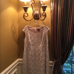 Champagne Cap Sleeve with Lace Overlay Dress